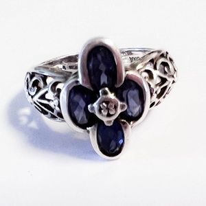Sterling Silver iolite Size 5 purple gem ring